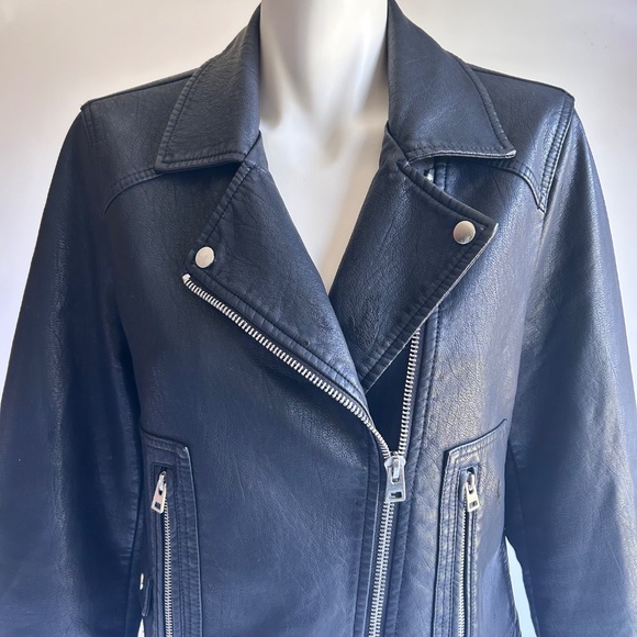 Topshop Black Leather Moto Jacket - Picture 14 of 14